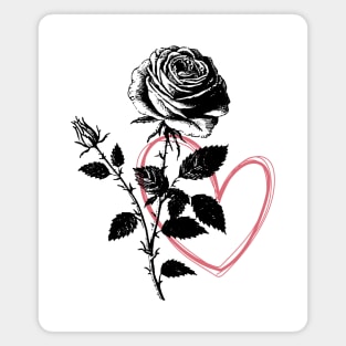 Black Rose & Red Heart Magnet